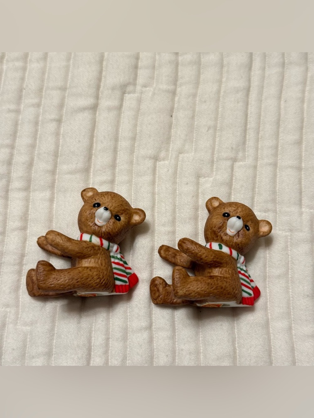 Vintage Lefton Christmas Bears in Scarves Candle Huggers Set of 2 with Box